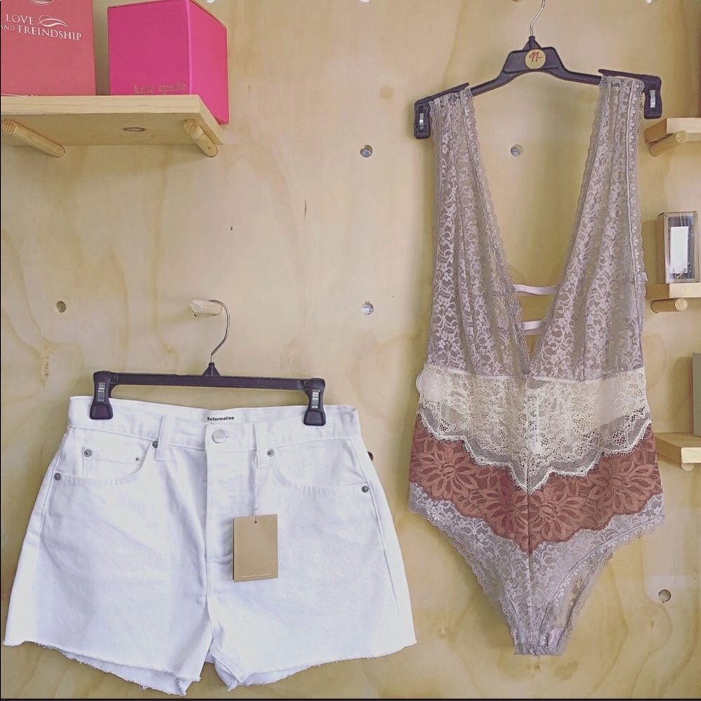 Reformation High Rise Denim Shorts